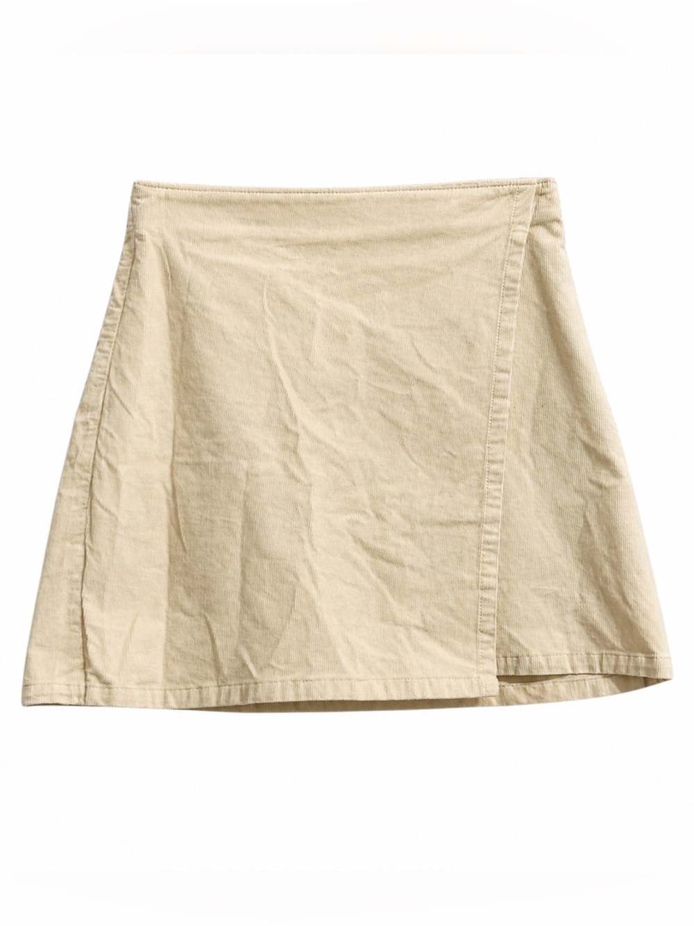 Hollister Beige Corduroy Mini Skirt SMALL A-Line Wrap Style Casual Neutral chic